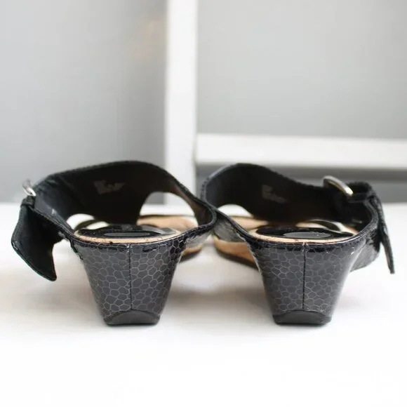 Donald J. Pliner Black Doli 2 Patent Leather Thong Cork Wedge Sandals Size 8.5 - Picture 3 of 6